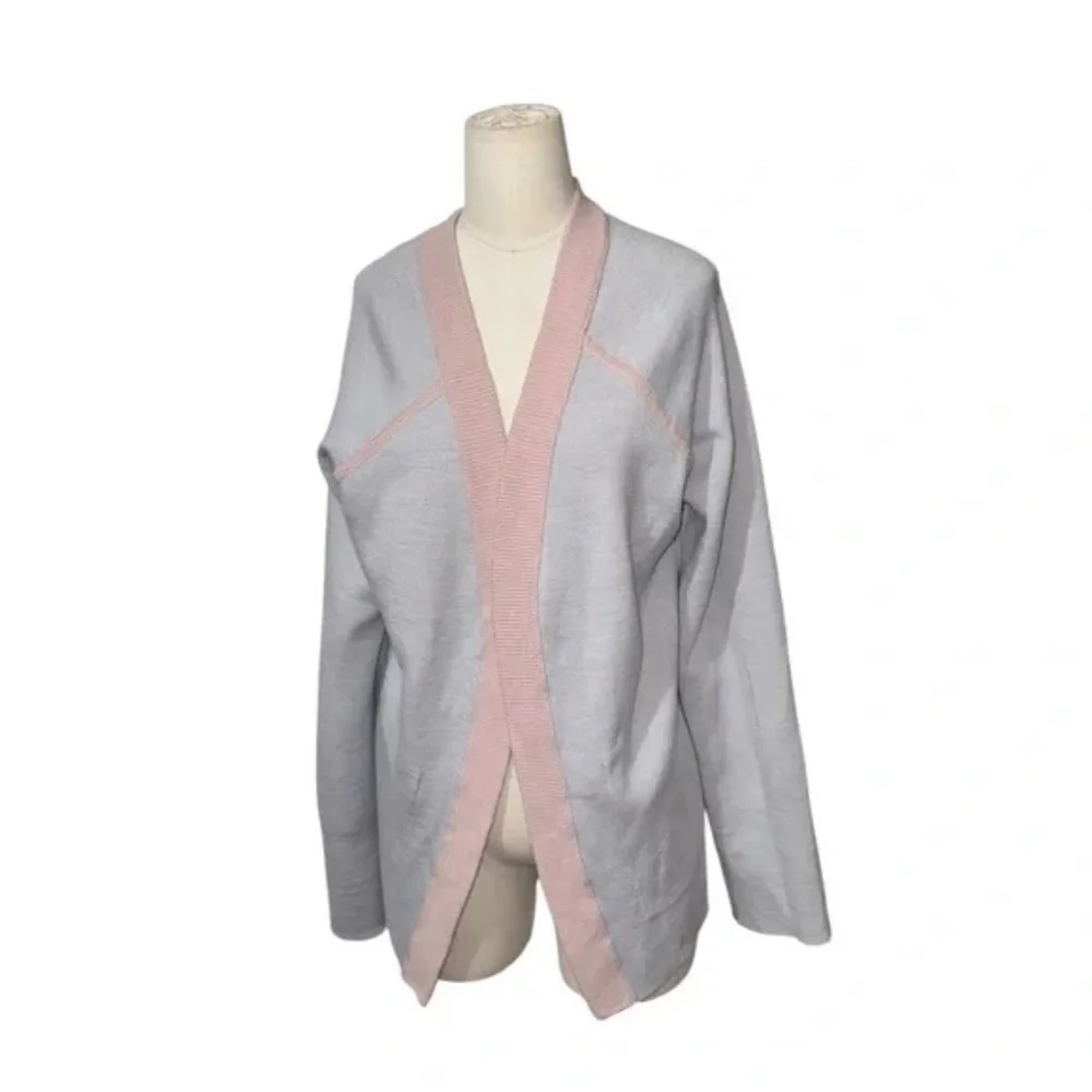 Lululemon Reverse ME Sweater Wool Cardigan Open Front Pockets Chalk Size 6 - Picture 2 of 9